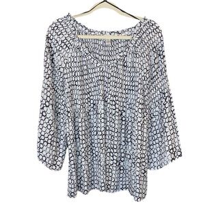 Spense White/Black Abstract Top, Size Medium